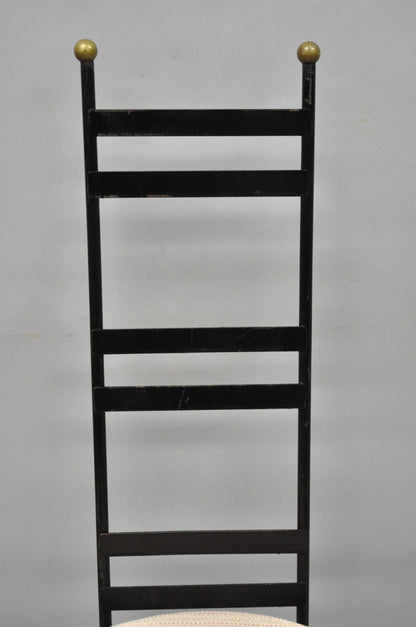 Vintage Arthur Umanoff Wrought Iron Ladder Back MCM Dining Chairs - Set of 4