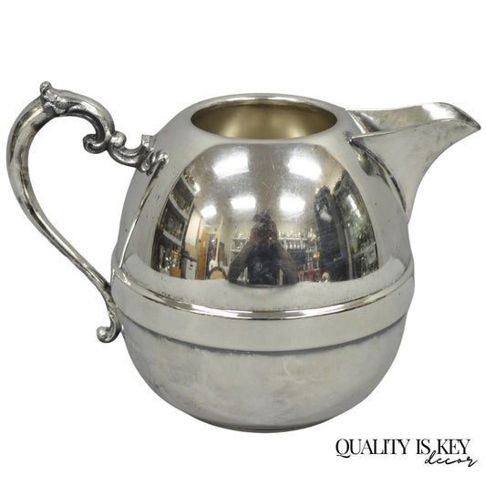 Vintage Art Deco E.P. Copper Silver Plated Bulbous Water Pitcher Jug w/ Handle