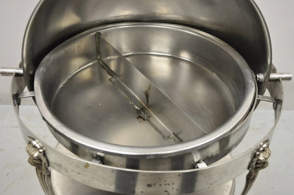 Vintage Regency Silver Plated Steel Round Catering Serving Chafing Dish w/ Lions