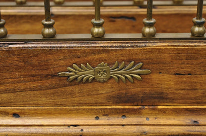 Vintage Italian Neoclassical Style Brass Lyre Harp Wooden Magazine Rack Stand