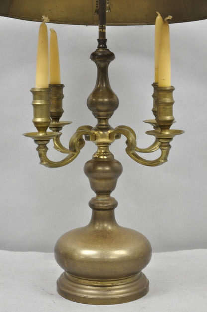 Vintage Chapman French Country Brass Tole Metal Bouillotte Desk Table Lamp