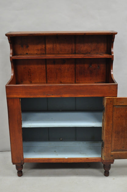 Antique French Country Colonial Pine Wood 50" H Drysink Kitchen Jelly Cupboard
