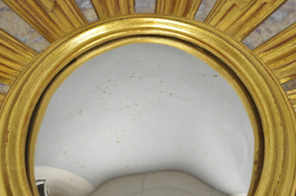 Vintage Italian Hollywood Regency Gold Gilt Sunburst Convex Bullseye Wall Mirror