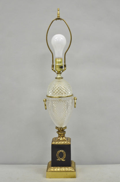 Vintage French Empire Neoclassical Style Crystal Glass Pineapple Table Lamp