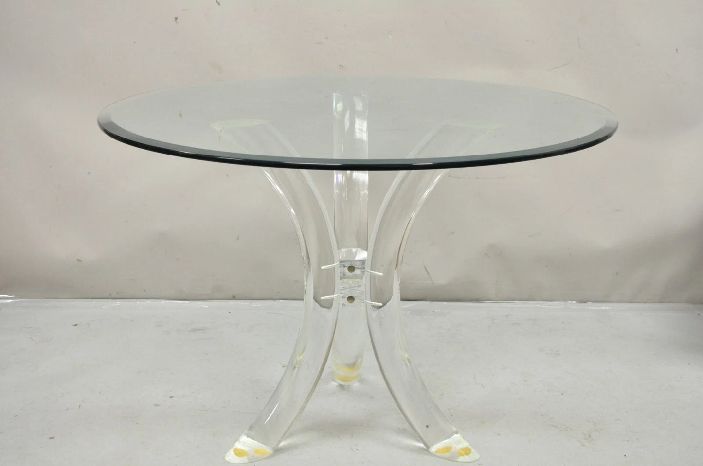 Vintage Mid Century Modern Sculptural Lucite Dining Table & 4 Chairs - 5 Pc Set