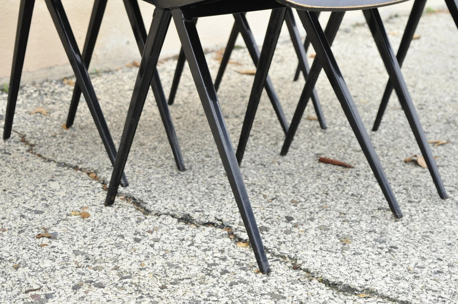Industry West Madewell Industrial School Side Chair Black Metal Frame - Set of 6