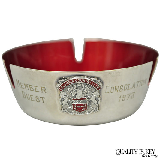 Vintage Reed & Barton 22 Silver Plated Red Enamel Columbia Country Club Ashtray