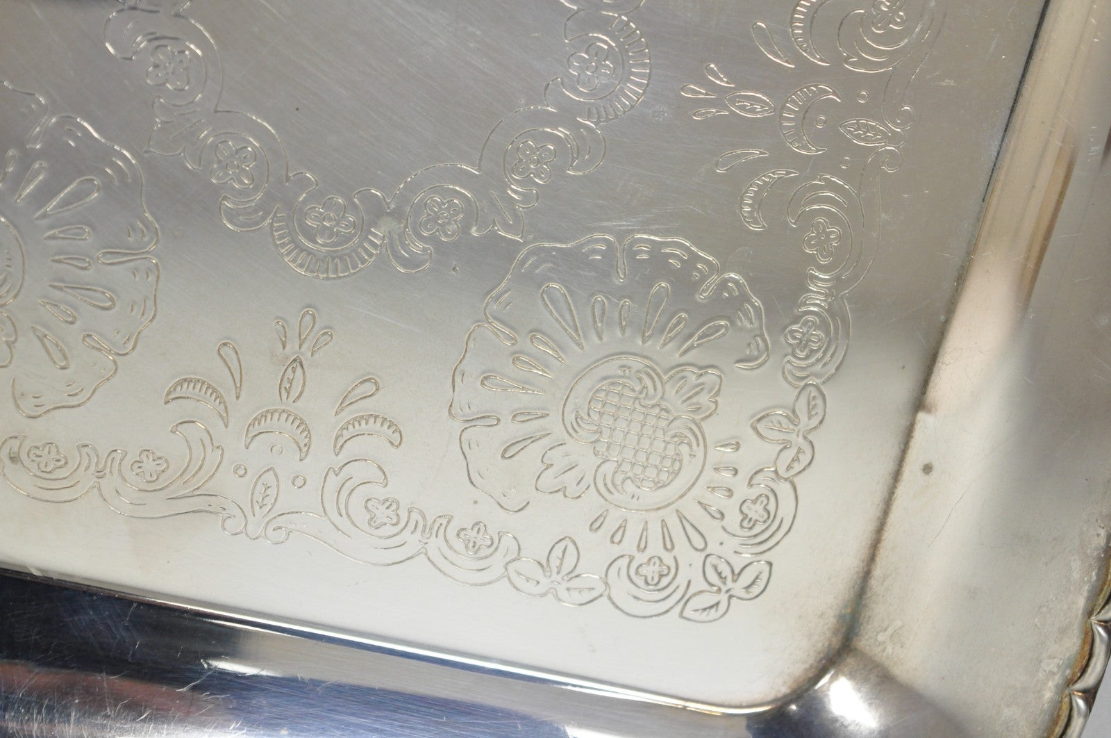 Vintage Silver Plated Victorian Style 9" Square Small Trinket Dish Platter Tray