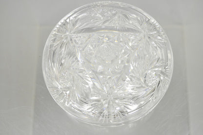 Vintage Art Deco Bohemian Cut Crystal Glass Czech Ladies Vanity Powder Jar