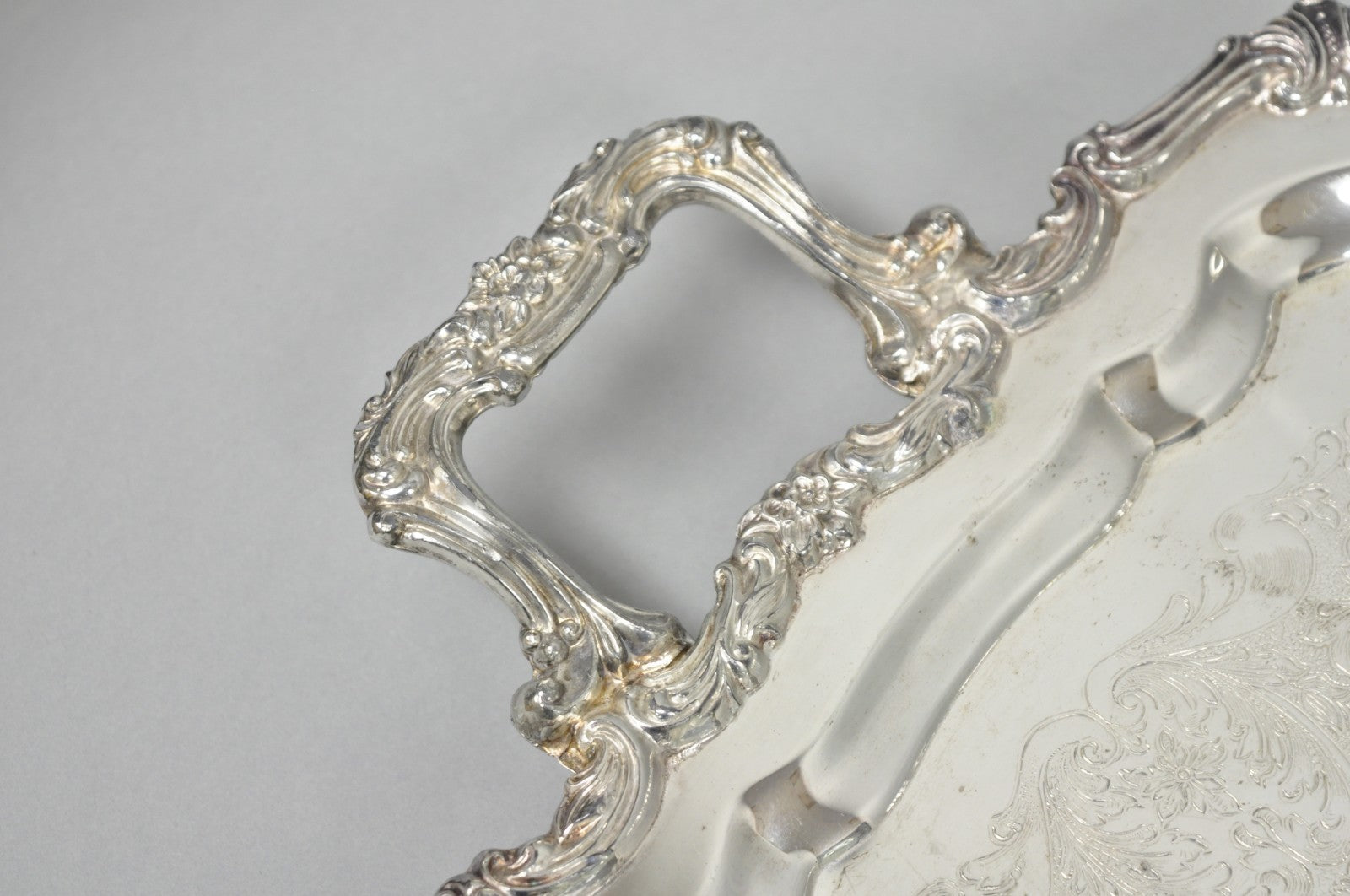 Vintage Sheridan Victorian Silver Plated Narrow Footed Serving Platter Bar Tray