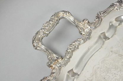 Vintage Sheridan Victorian Silver Plated Narrow Footed Serving Platter Bar Tray