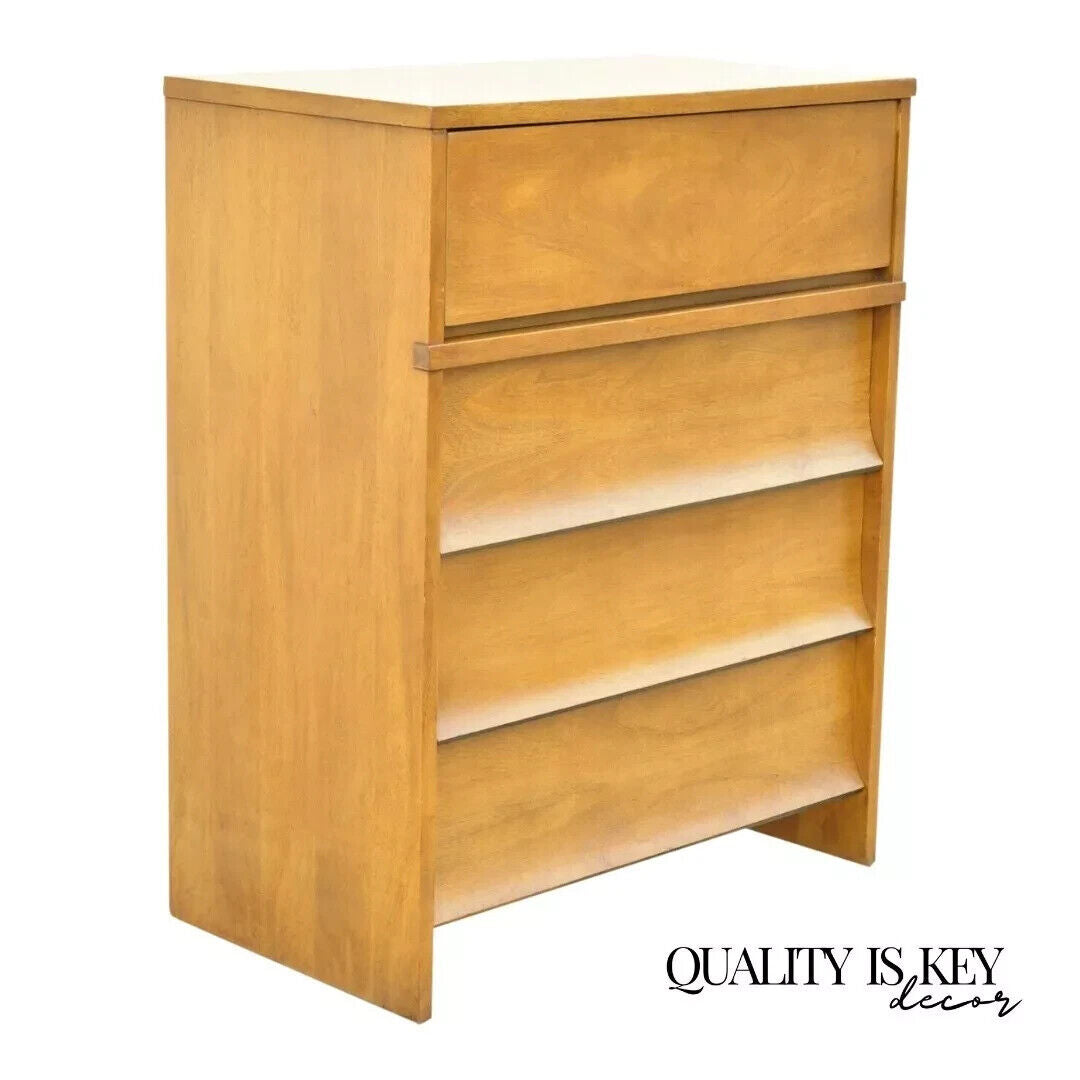Johnson Carper Mid Century Modern Walnut Formica Top 4 Drawer Chest Dresser