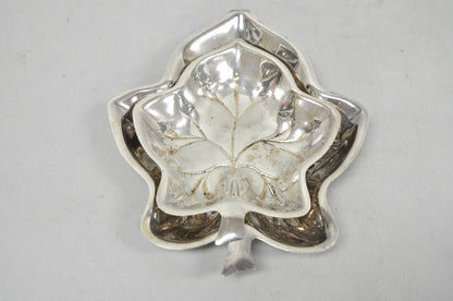 Vintage Canterbury Silver Plated Miniature Leaf Shaped Trinkets Dish Set of 2