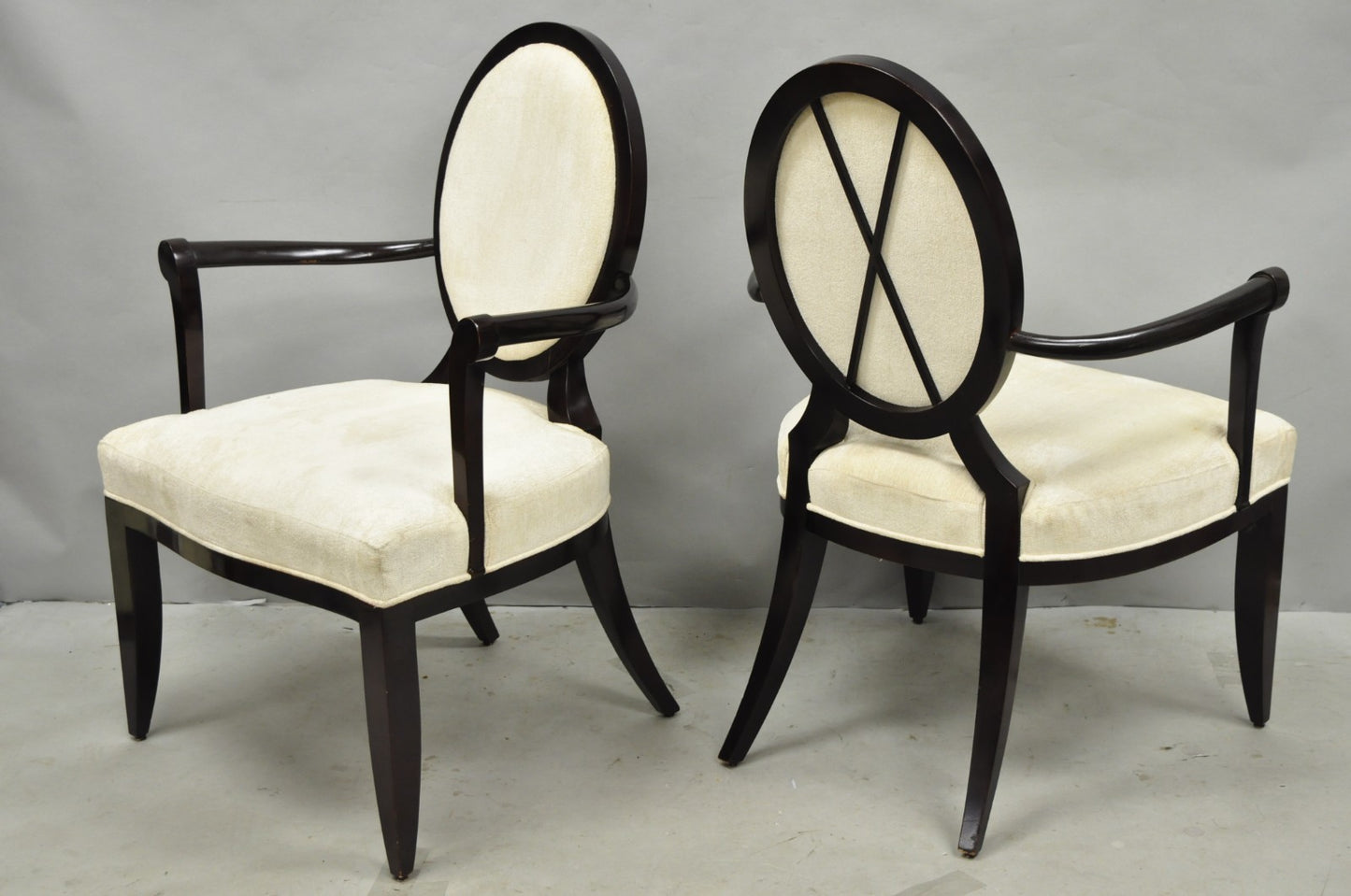 Barbara Barry for Baker Oval X-Back Mahogany Stain Dining Chairs - Set of 6