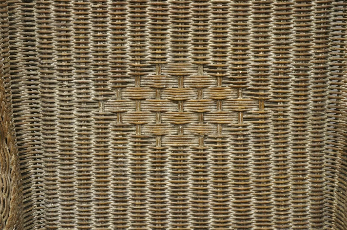 Vintage Victorian Style Large Woven Wicker Rattan Wingback Lounge Arm Chair