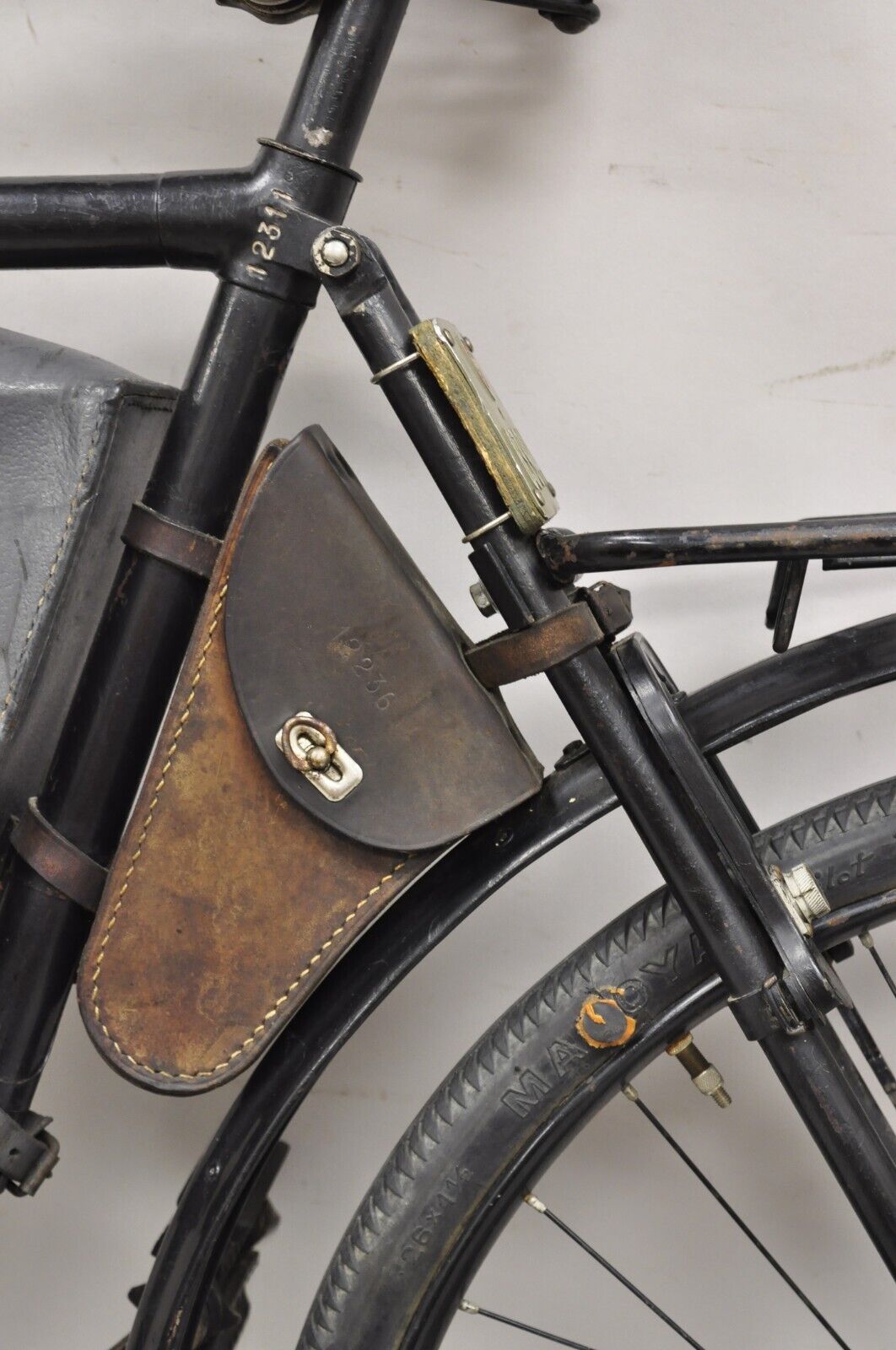 Antique WWII Swiss Army 1945 MO-05 Military Bicycle Bike with Leather Frame Pack