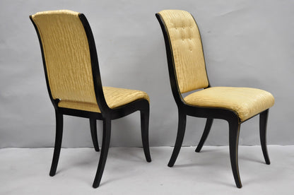 Vintage Regency Style Black Lacquer Klismos Saber Leg Dining Side Chairs - Pair