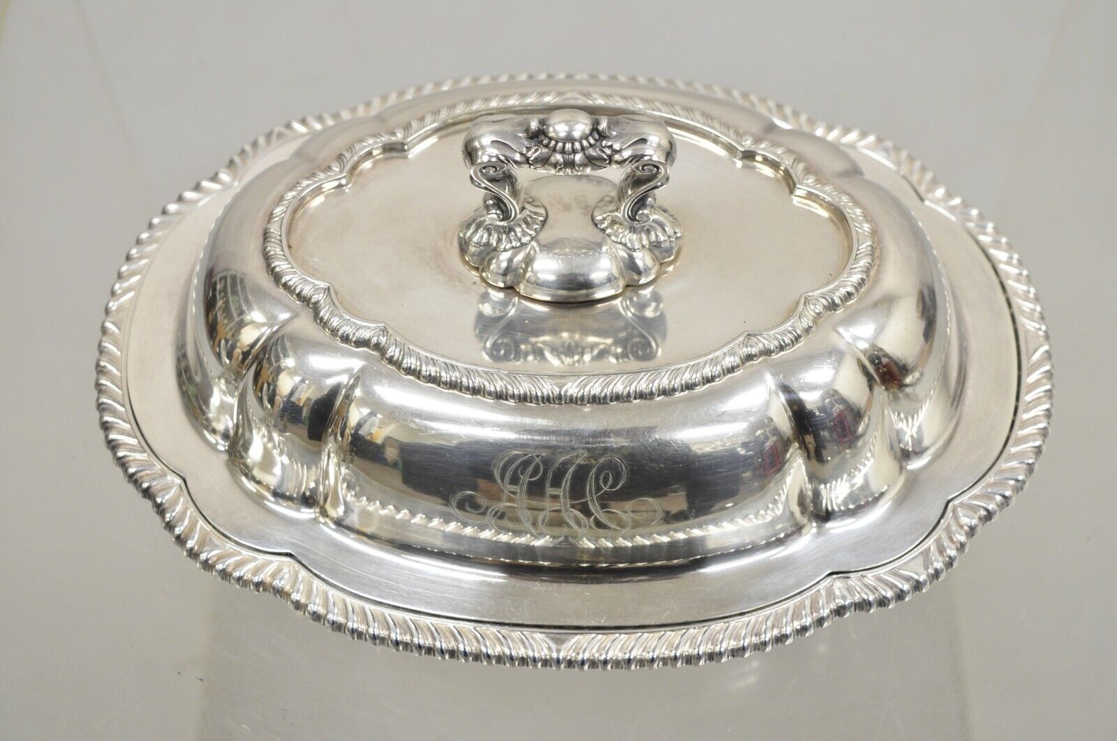 Antique GM Co Victorian Silver Plated Covered Vegetable Dish Serving Platter
