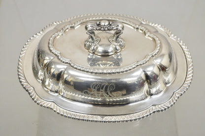 Antique GM Co Victorian Silver Plated Covered Vegetable Dish Serving Platter