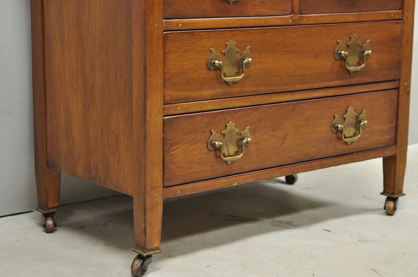 Antique Walnut Miniature Salesman Sample Small Chippendale Chest of Drawers