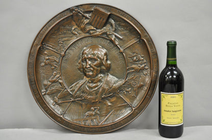 1893 World's Fair Columbian Exhibition Christopher Columbus Bronze Charge Plaque