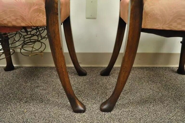 Antique George II Ribbon Back Irish Ladder Back Walnut Dining Side Chairs - Pair