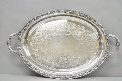 Vintage WM Rogers & Son "Victorian Rose" Silver Plated Oval Serving Platter Tray