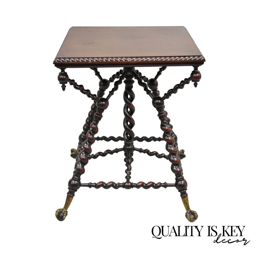 Merklen Brothers Victorian Barley Twist Mahogany Occasional Parlor Table