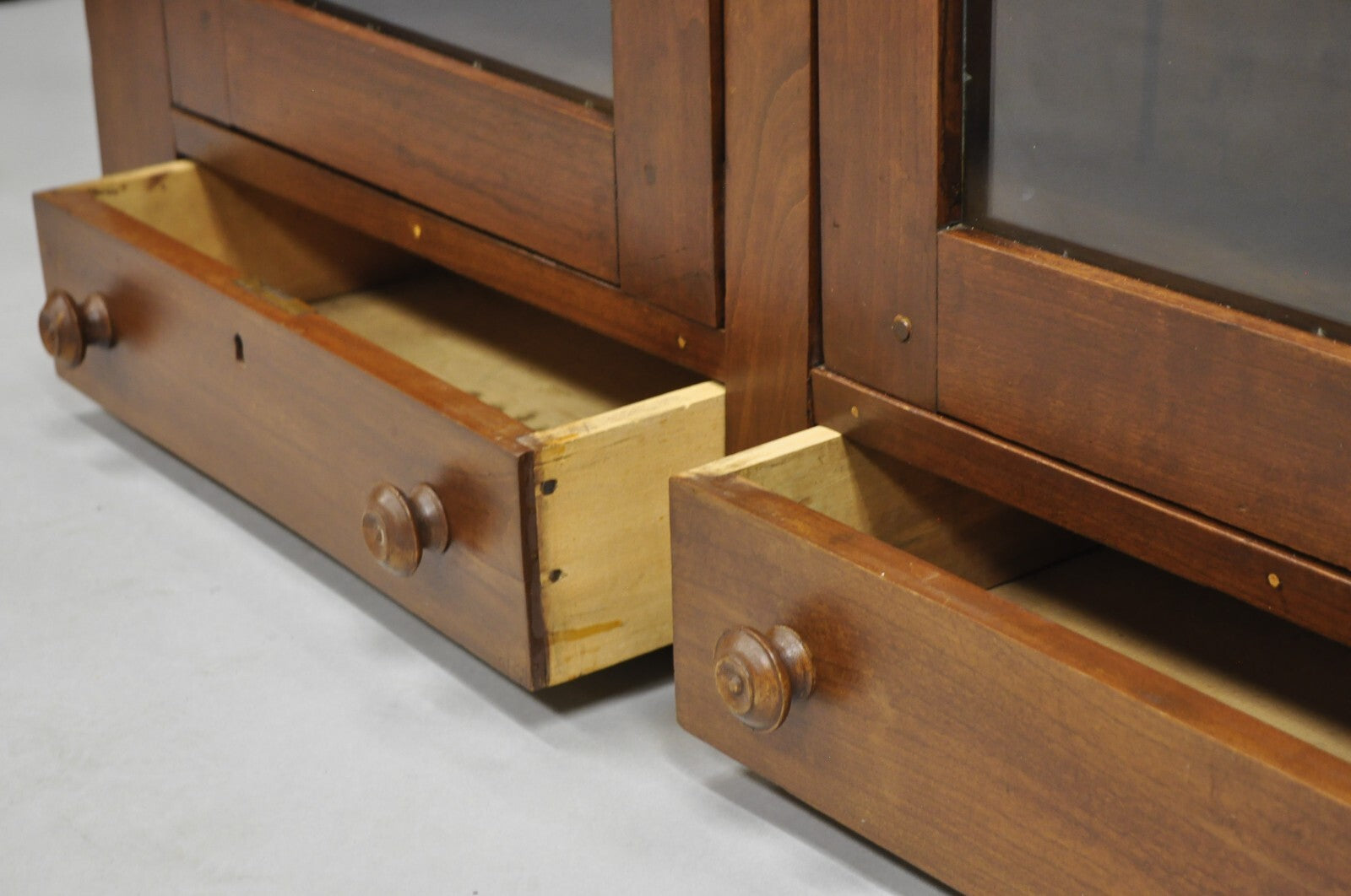 Antique American Primitive Colonial Cherry Wood 2 Door Hutch Cupboard Cabinet