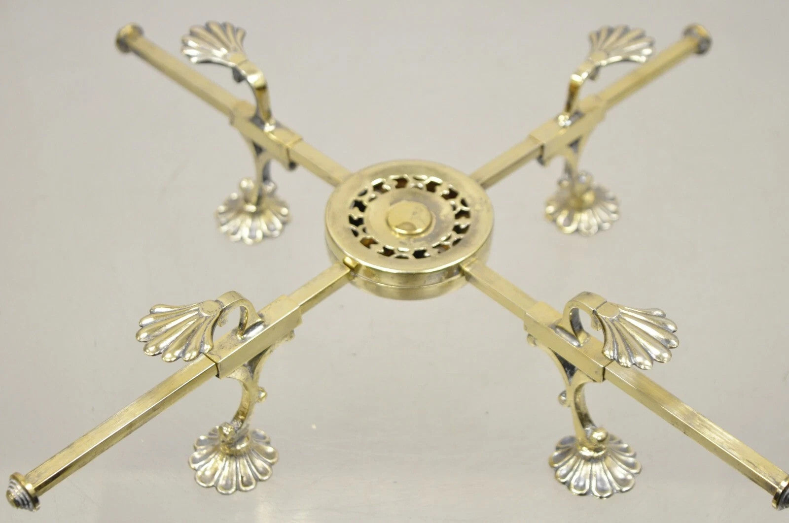 Vintage LFS Ltd English Sheffield Brass Tone Metal Expandable Footed Trivet