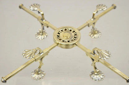 Vintage LFS Ltd English Sheffield Brass Tone Metal Expandable Footed Trivet