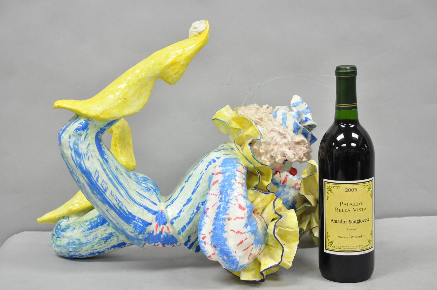 Vintage Jeanne Valentine Style Papier Mache Hanging Acrobat Clown Sculpture