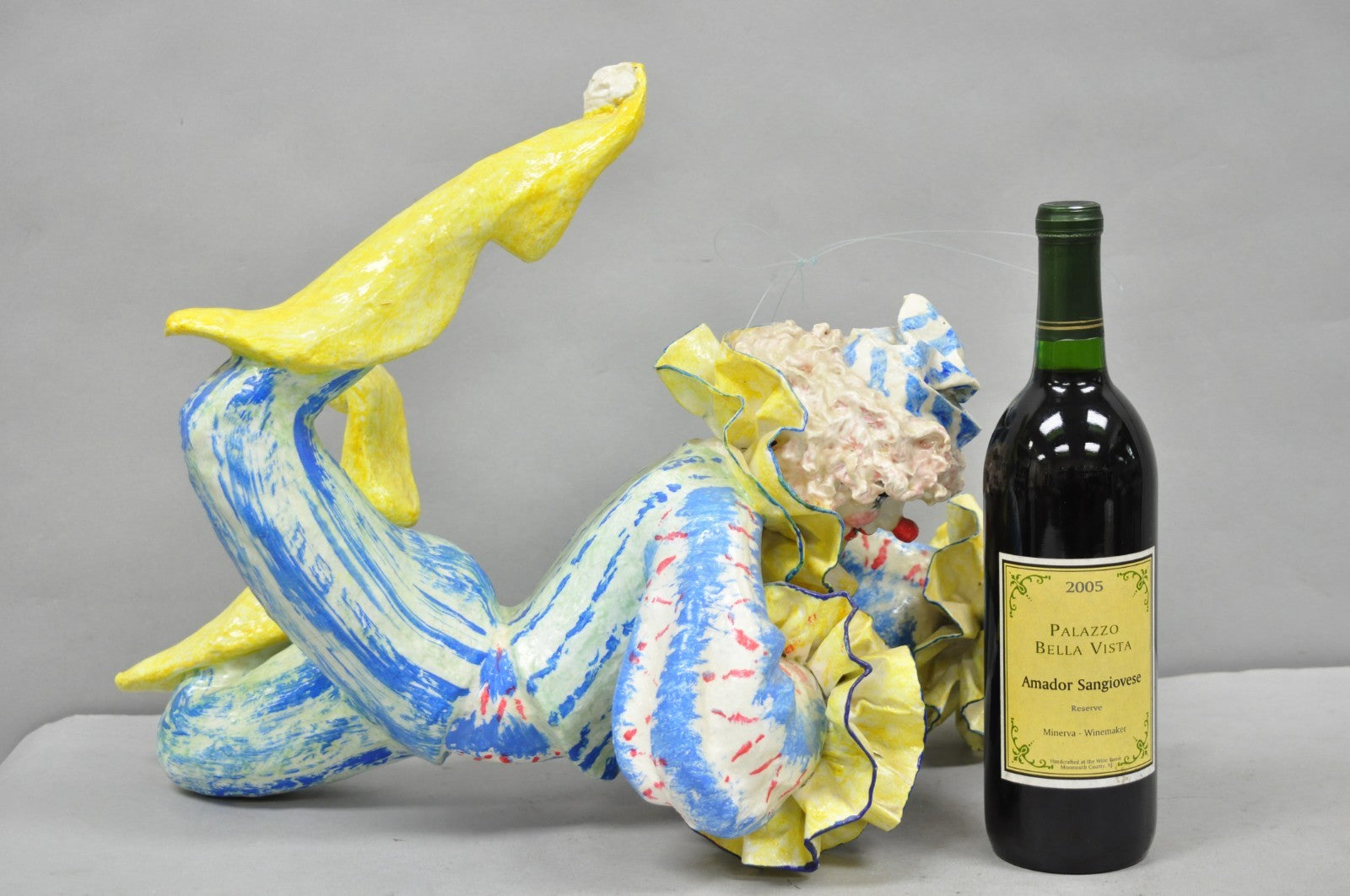 Vintage Jeanne Valentine Style Papier Mache Hanging Acrobat Clown Sculpture