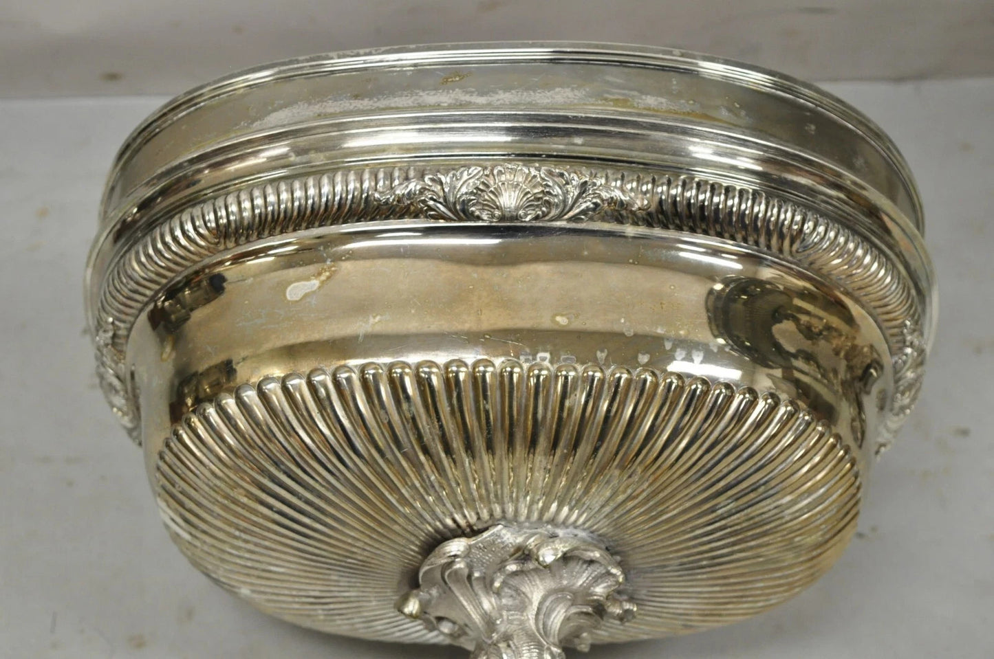 Antique French Rococo Silver Plated Cherub Dome Centerpiece Fruit Bowls - Pair
