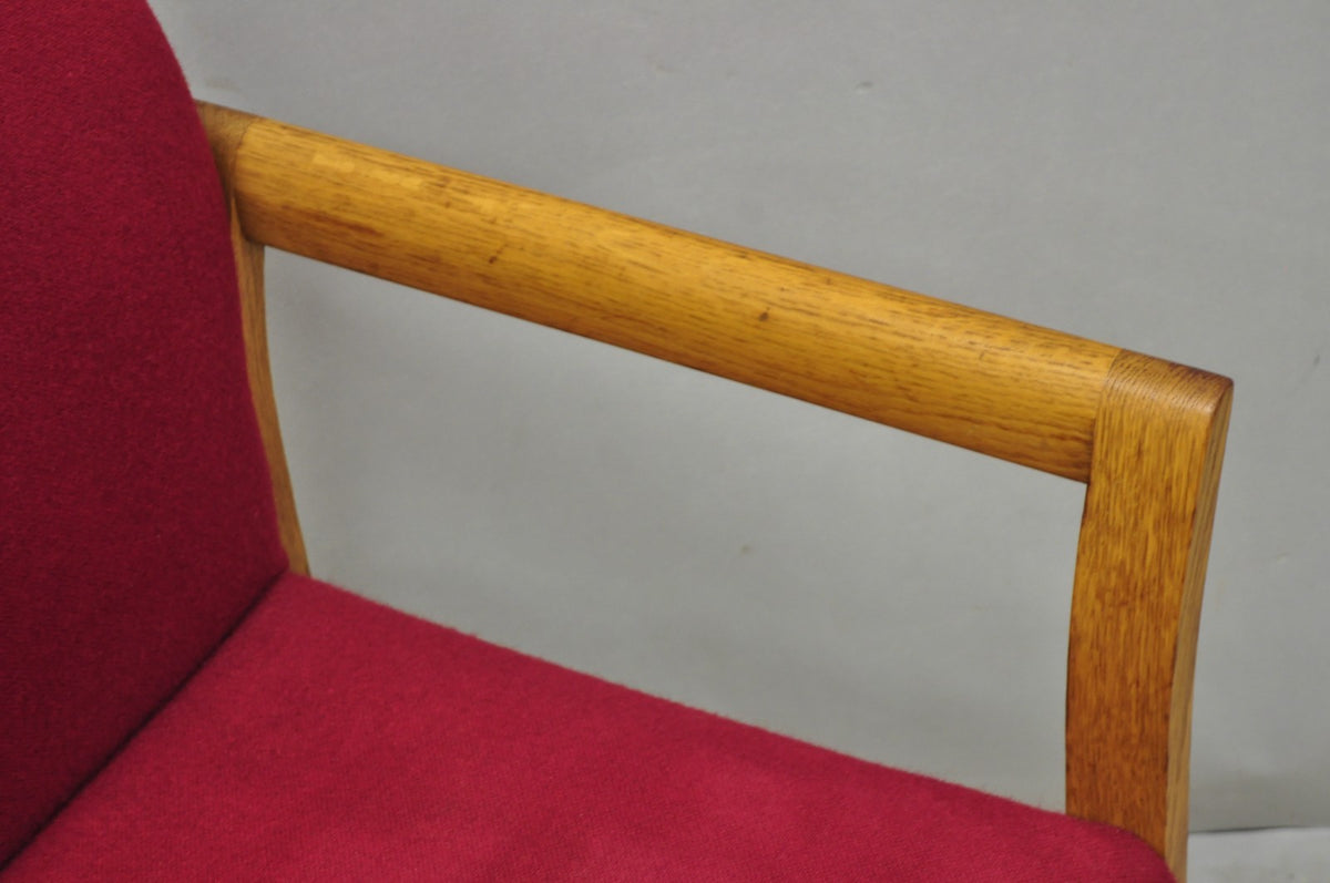 Vintage Gunlocke Mid Century Modern Oak Wood Stacking Arm Chairs - Set of 4