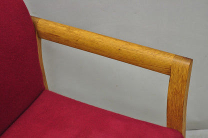 Vintage Gunlocke Mid Century Modern Oak Wood Stacking Arm Chairs - Set of 4