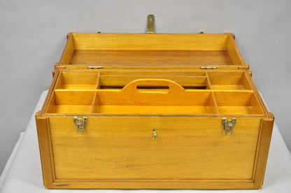 Vintage Arts & Crafts Custom Handmade Large Wooden Tool Chest Tool Box