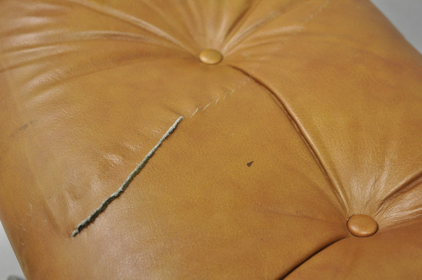 Vintage Selig Mid Century Modern Eames Style Chrome Walnut Footstool Ottoman