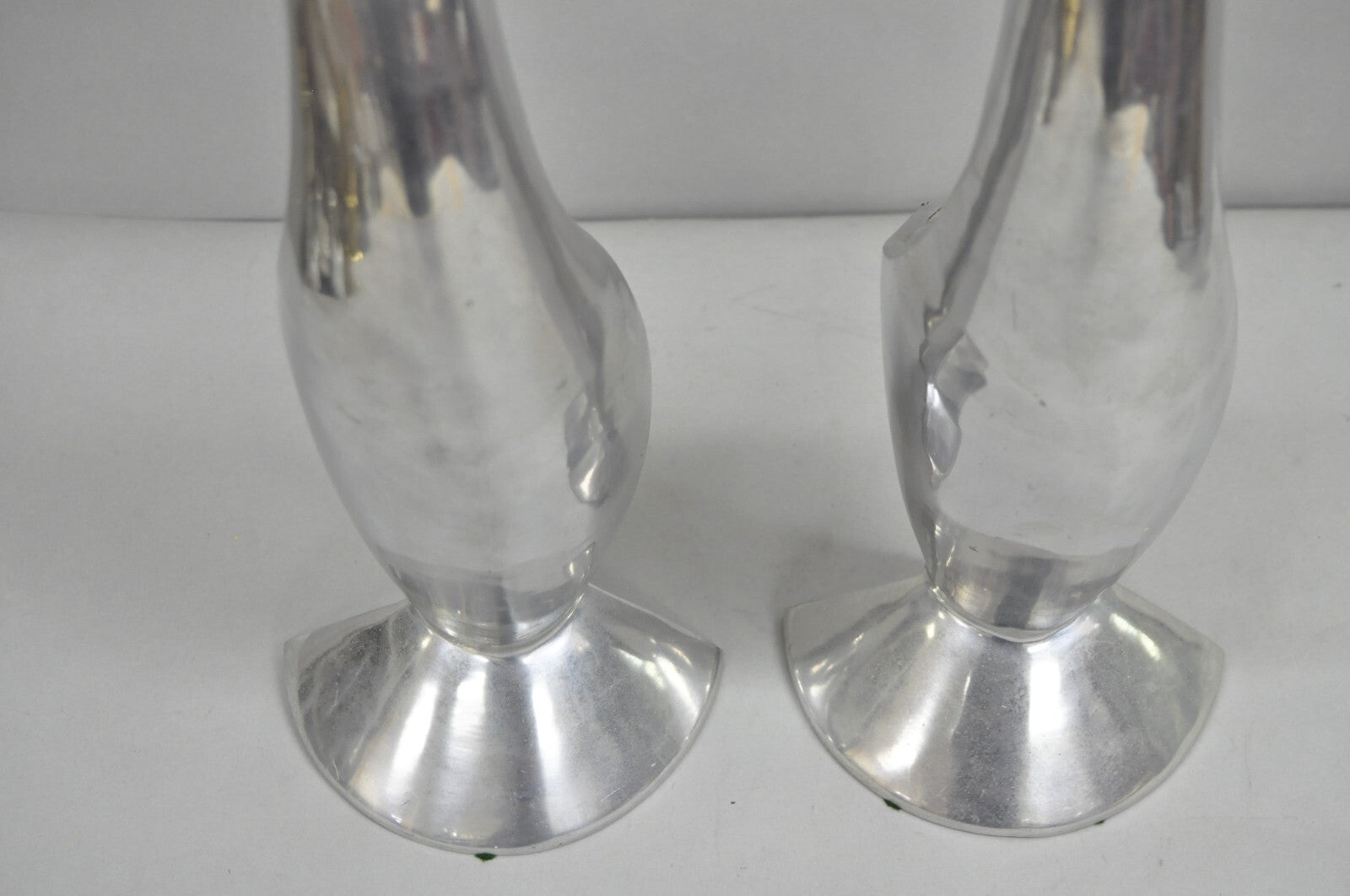 Vintage Mid Century Modern Cast Aluminum Silver Giraffe Sculptures - a Pair