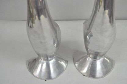 Vintage Mid Century Modern Cast Aluminum Silver Giraffe Sculptures - a Pair
