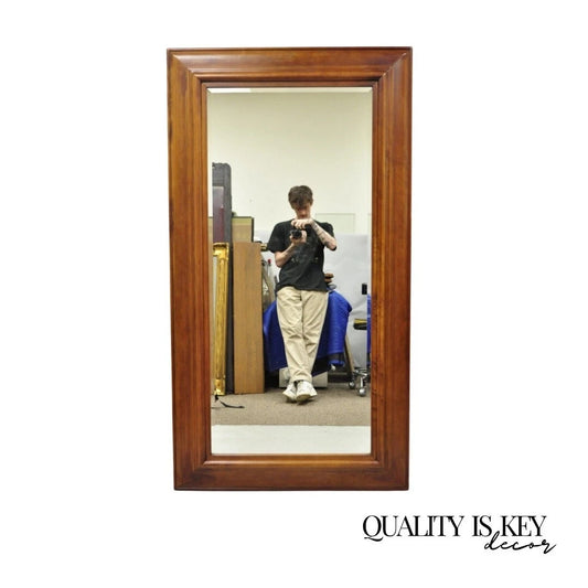 Traditional Large Cherry Wood Frame Beveled Glass 65" Tall Dressing Wall Mirror