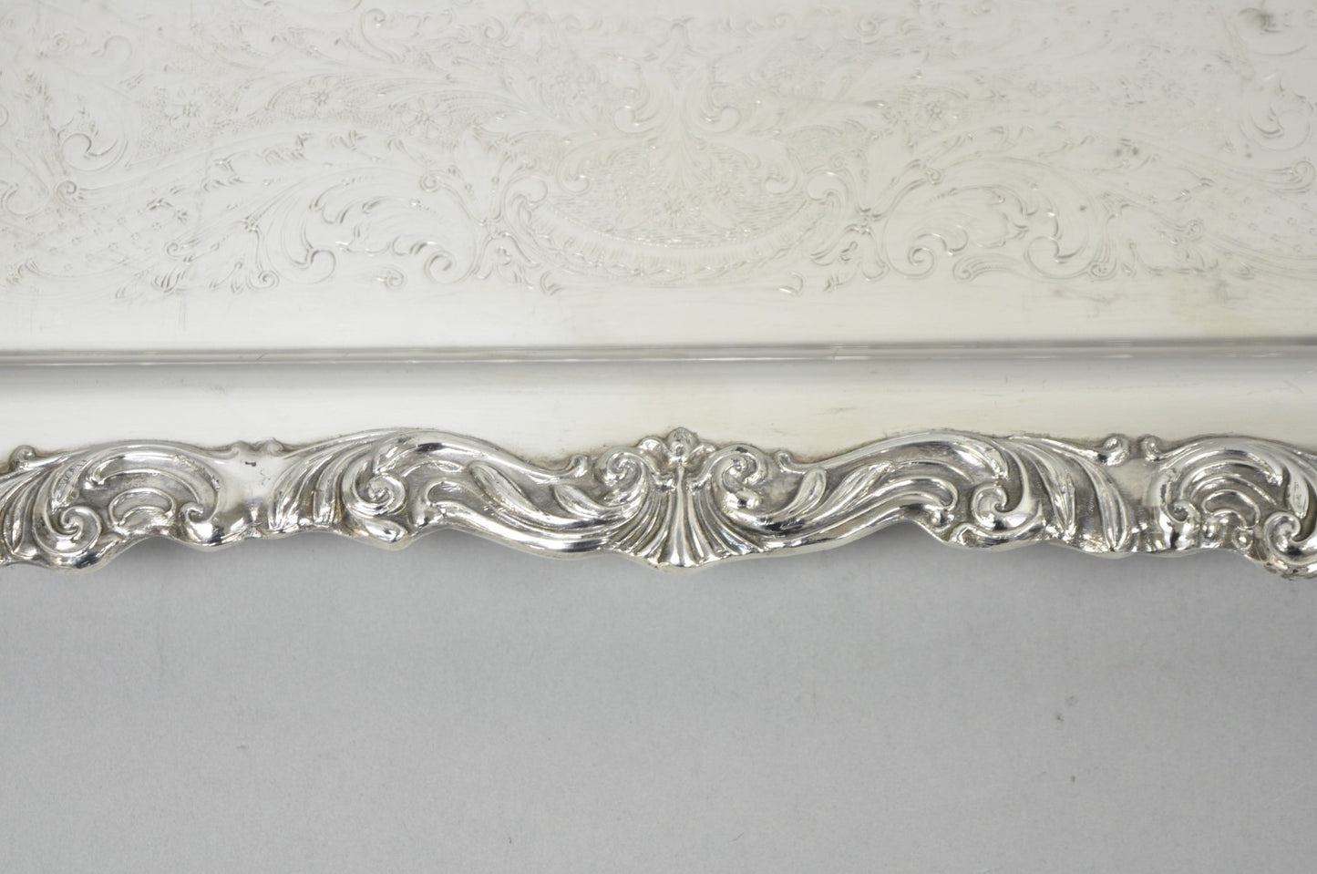 Vintage FB Rogers Victorian Silver Plated Narrow Serving Platter Bar Tray