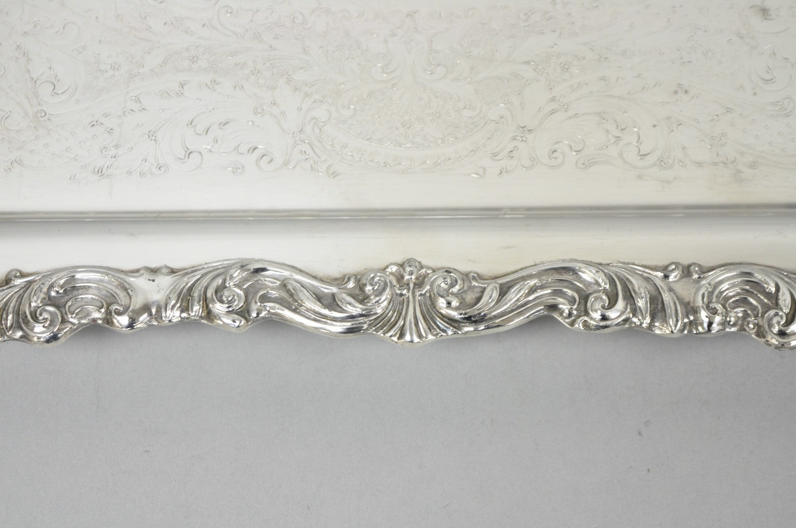 Vintage FB Rogers Victorian Silver Plated Narrow Serving Platter Bar Tray