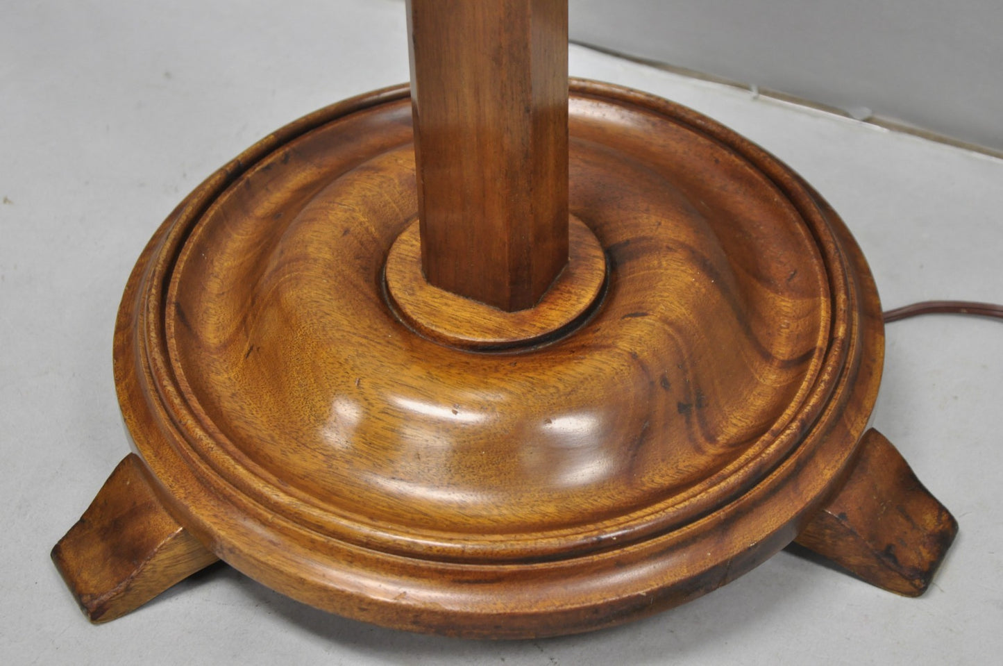 Vintage Frances Elkins Style Colonial Mahogany Ratchet Candlestick Floor Lamp