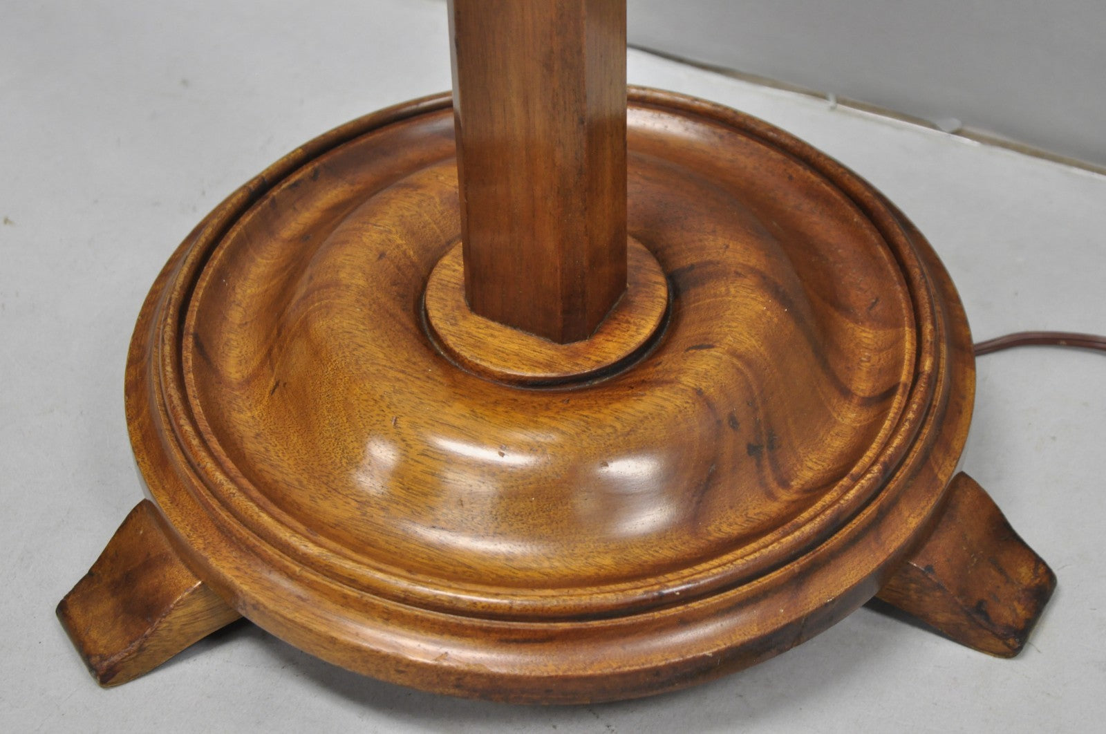 Vintage Frances Elkins Style Colonial Mahogany Ratchet Candlestick Floor Lamp