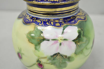 Antique I &EC Co Japan Hand Painted Porcelain Cobalt Blue Covered Ginger Jar