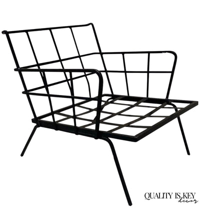 Vintage Mid Century Modern Wrought Iron Arthur Umanoff Style Lounge Chair