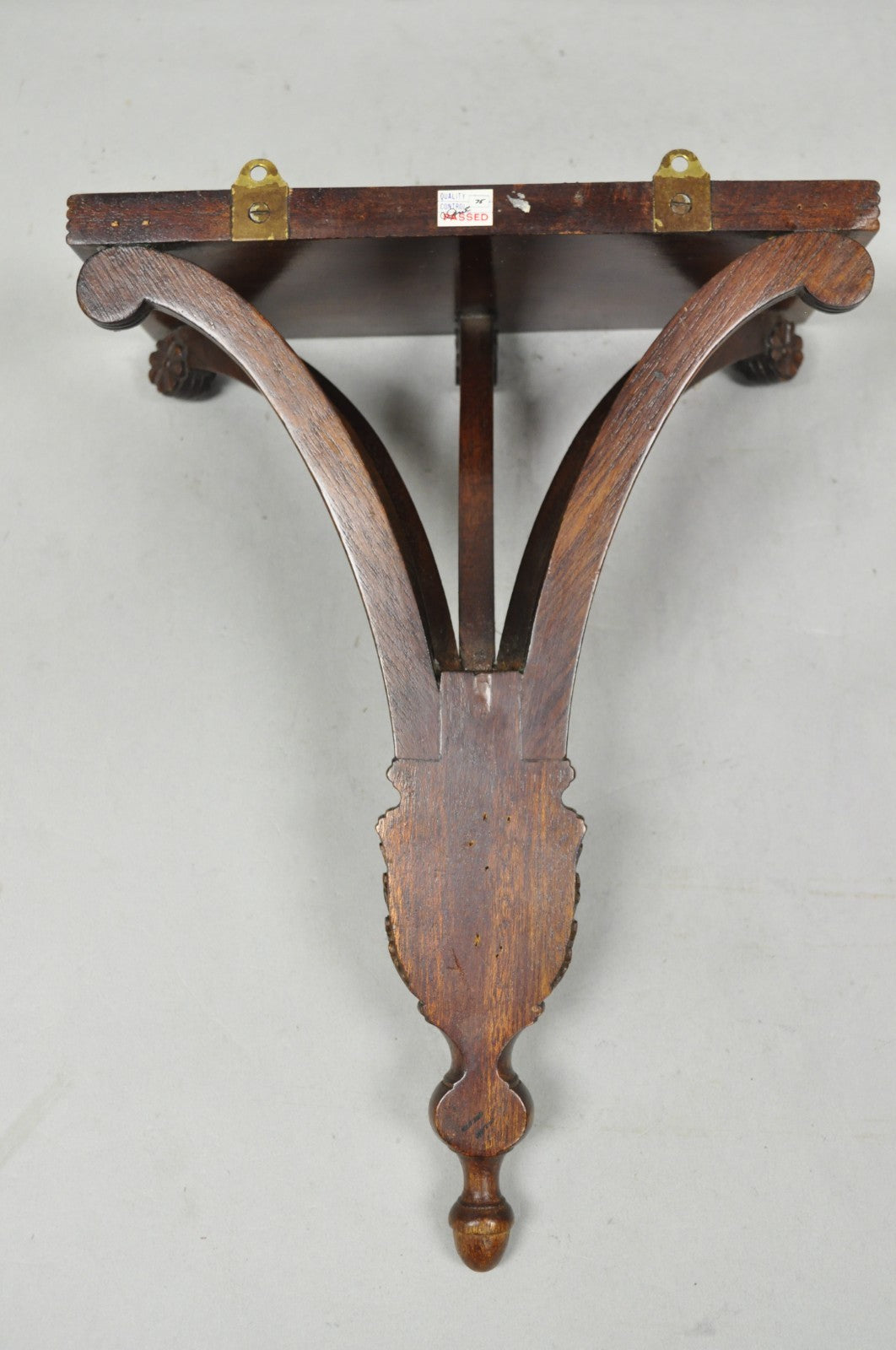 Regency Style Mahogany Plume Prince of Wales Carved Wall Mount Bracket Shelf
