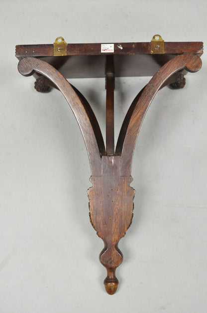 Regency Style Mahogany Plume Prince of Wales Carved Wall Mount Bracket Shelf
