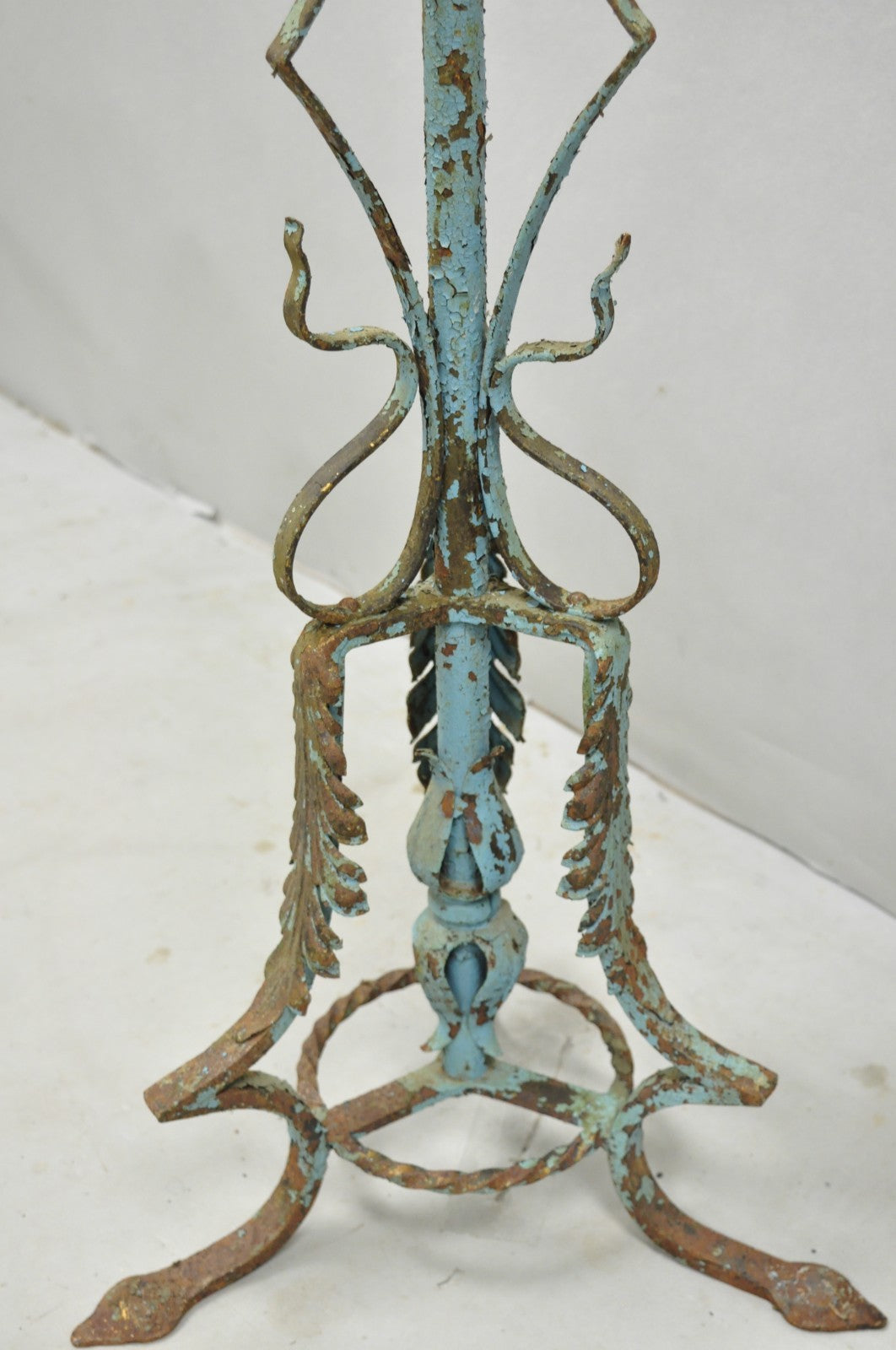 Antique Gothic Renaissance Wrought Iron Italian Candle Holder Candelabra - Pair
